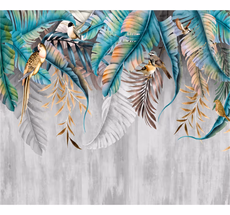 Fototapet natura frunze colorate de tucan - TenStickers