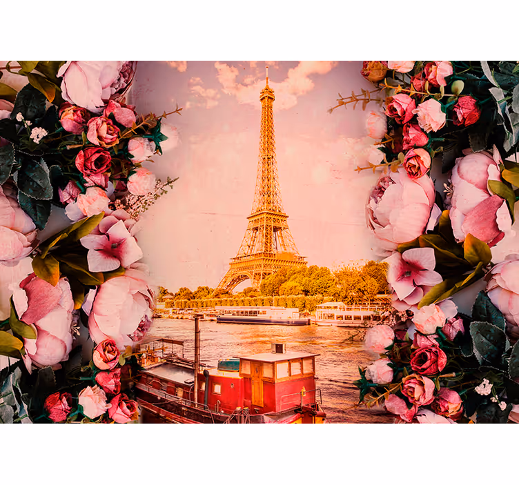 Murală de turn eiffel și flori paris - TenStickers