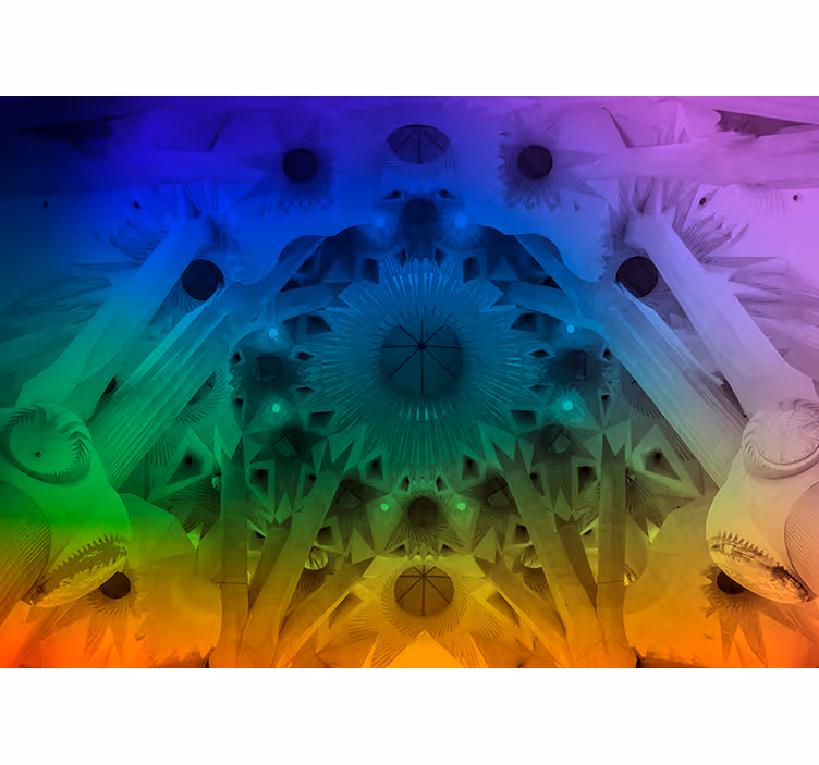 Pictură colorată sagrada familia oraș mural - TenStickers
