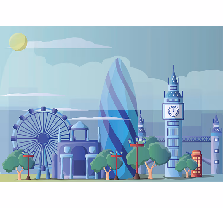 Murală de dormitor pentru copii albastru london - TenStickers