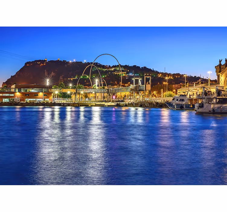 Murală barcelona atardecer montjuic oraș - TenStickers