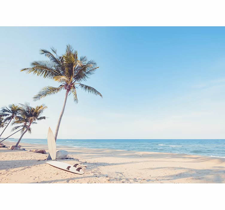 Plaja tropicala cu perete de palmier murale - TenStickers