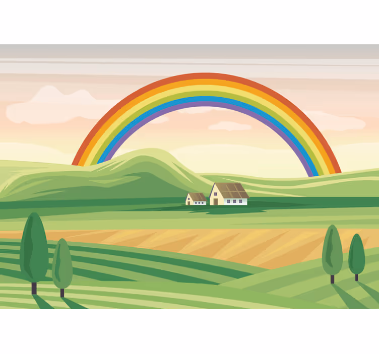 Curcubeu peste câmpuri picturi murale pentru copii - TenStickers