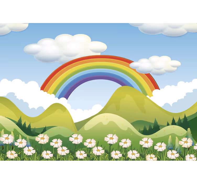 Picturi murale pentru copii curcubeu deasupra naturii - TenStickers