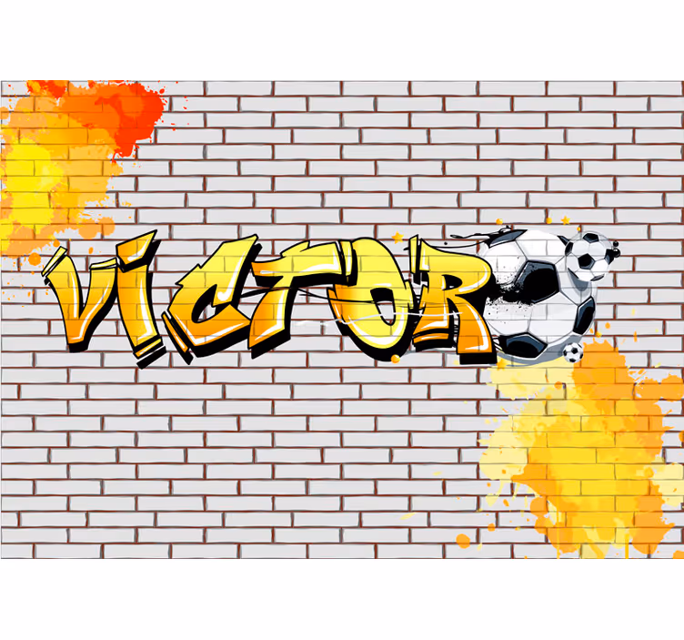 Fototapet artă urbană design cărămidă fotbal personalizat - TenStickers