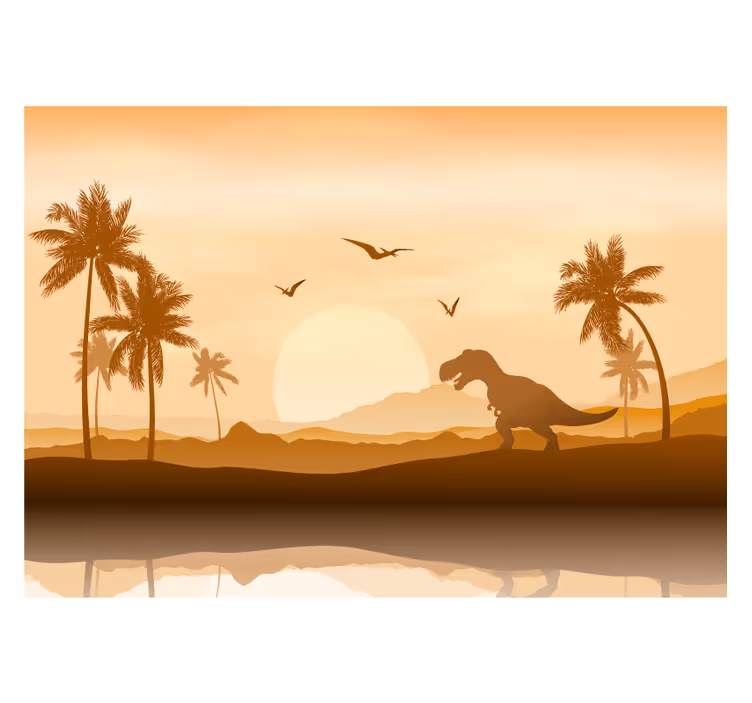 Murală de perete t-rex în apusul soarelui - TenStickers