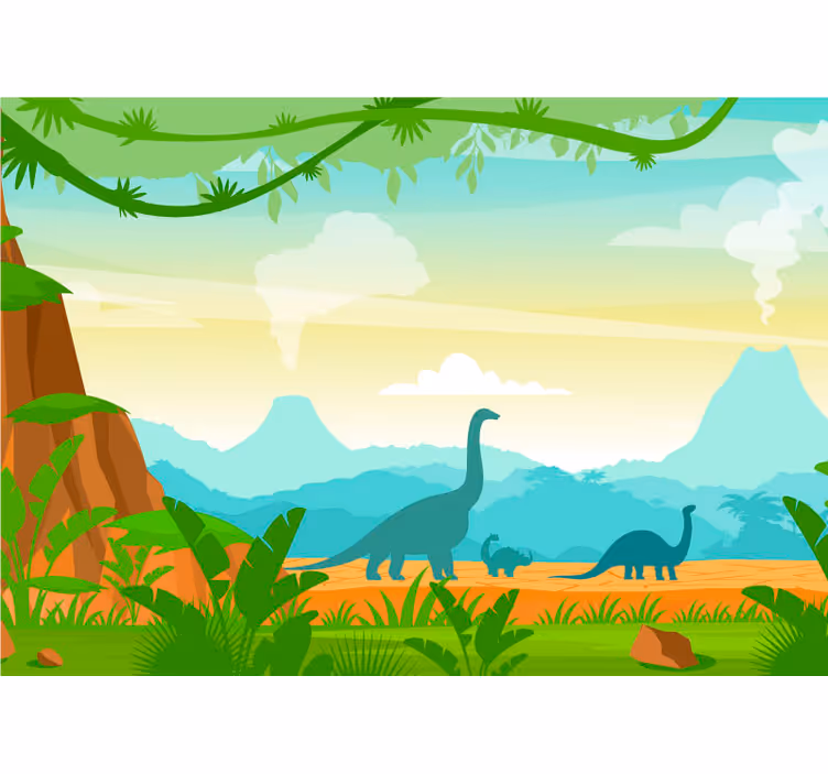 Tapet junglă dinozauri în junglă - TenStickers