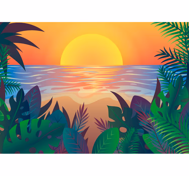 Fototapet natura peisaj tropical la apus - TenStickers