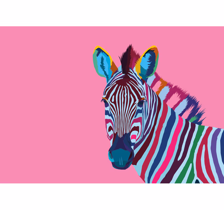 Fototapet animale portret colorat de zebră - TenStickers