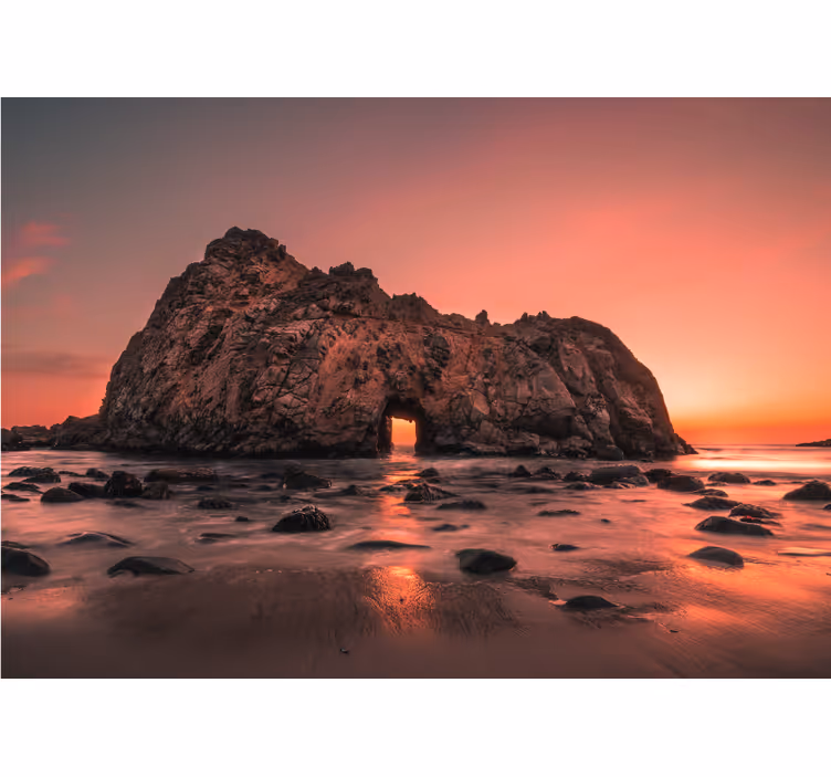 Fototapet peisaje apus de soare pe coasta stâncoasă - TenStickers