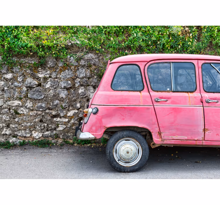 Fototapet vehicule mașină roz de epocă - TenStickers