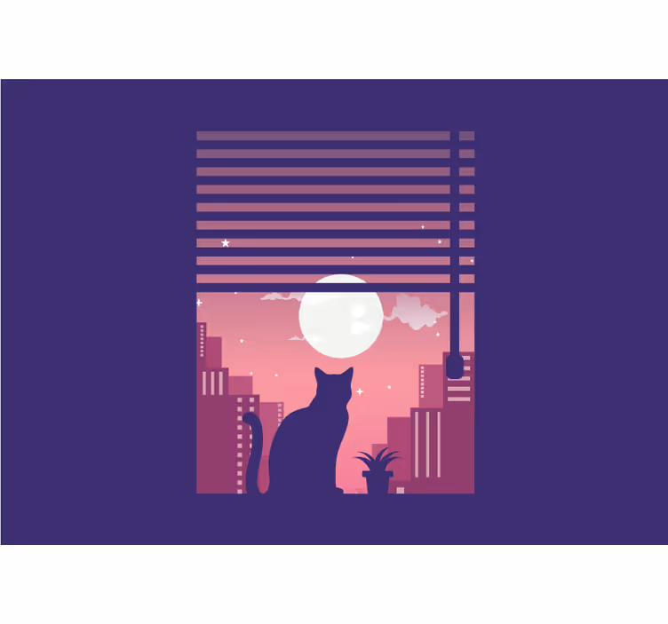 Fototapet animale silueta pisicii, vedere nocturnă - TenStickers