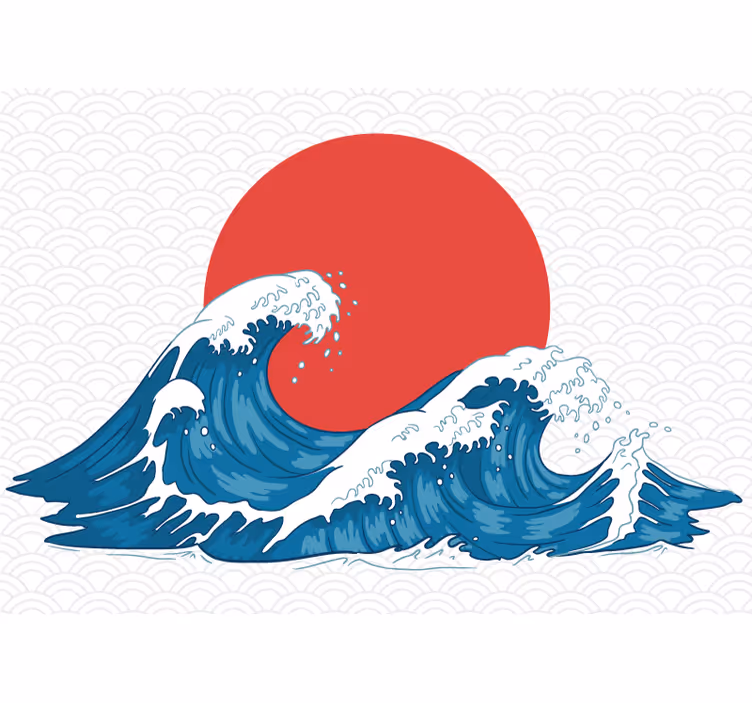 Mural de perete vintage japonez val de apă de mare - TenStickers