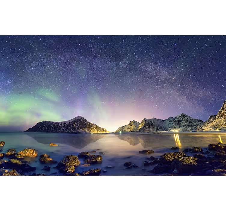 Fototapet peisaje spectacol de auroră boreală - TenStickers