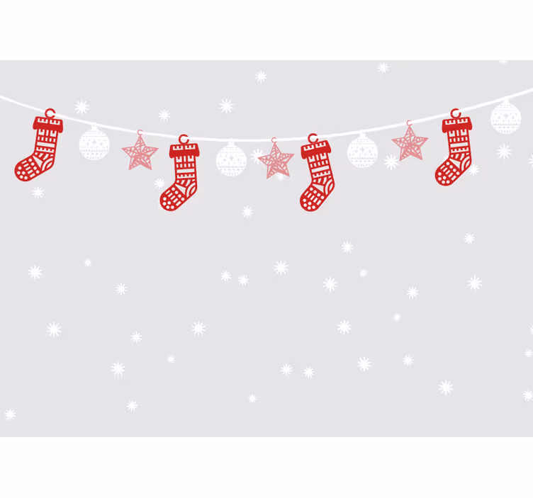 Crăciun fototapet ghirlande de șosete festive - TenStickers