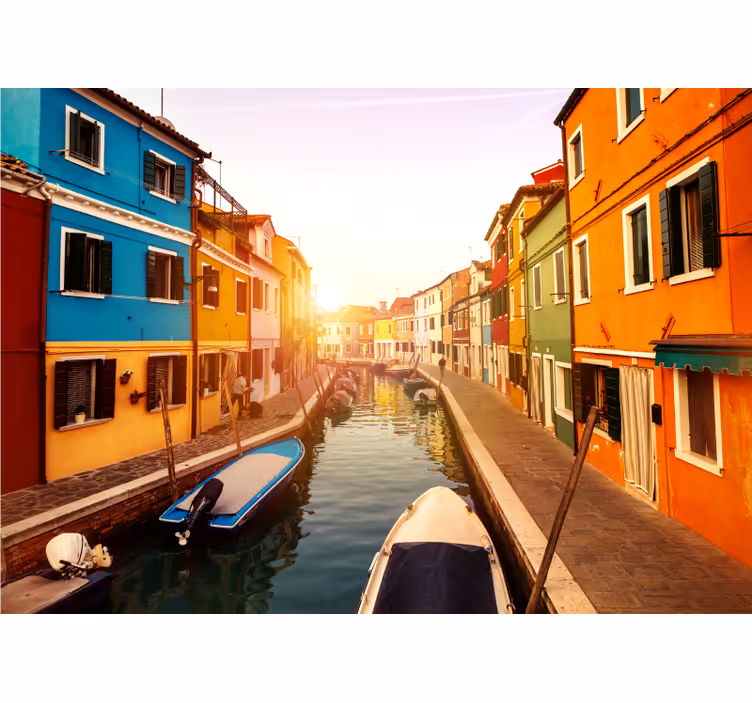 Fototapet de oraș vedere colorată la canal - TenStickers