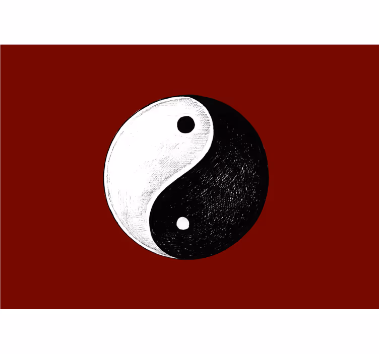 Yin yang cu fundal roșu mural de perete zen - TenStickers