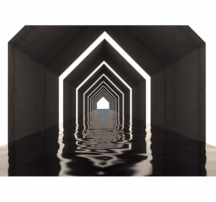 Fototapet 3D perspectivă reflectorizantă a tunelului - TenStickers