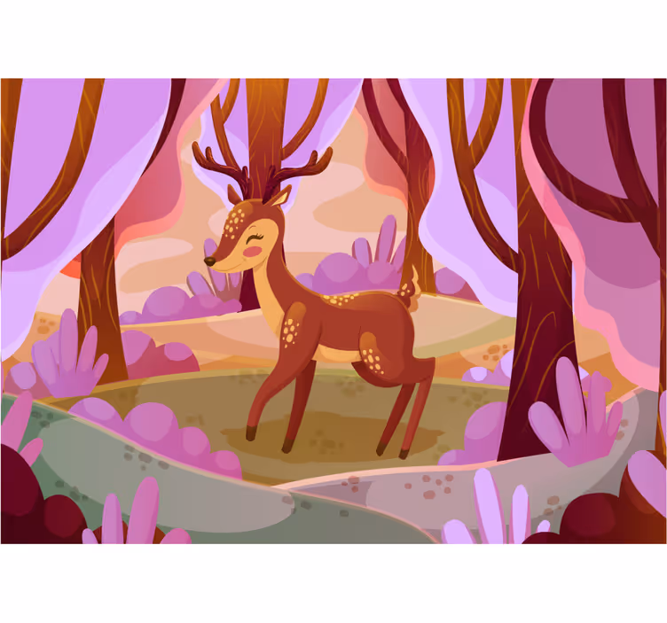 Fototapet animale cerb fermecător din pădure - TenStickers