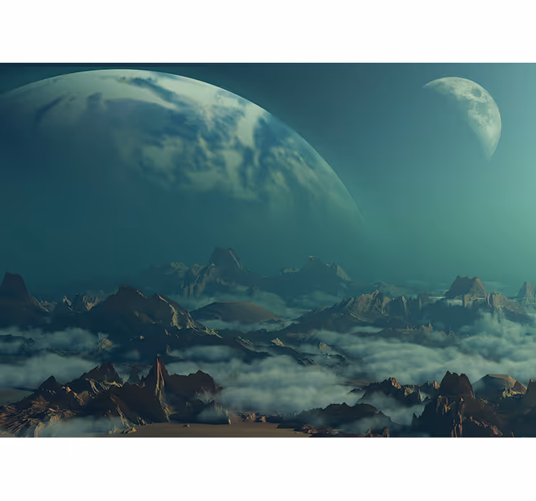 Spațiul fototapet vârfuri montane celeste - TenStickers
