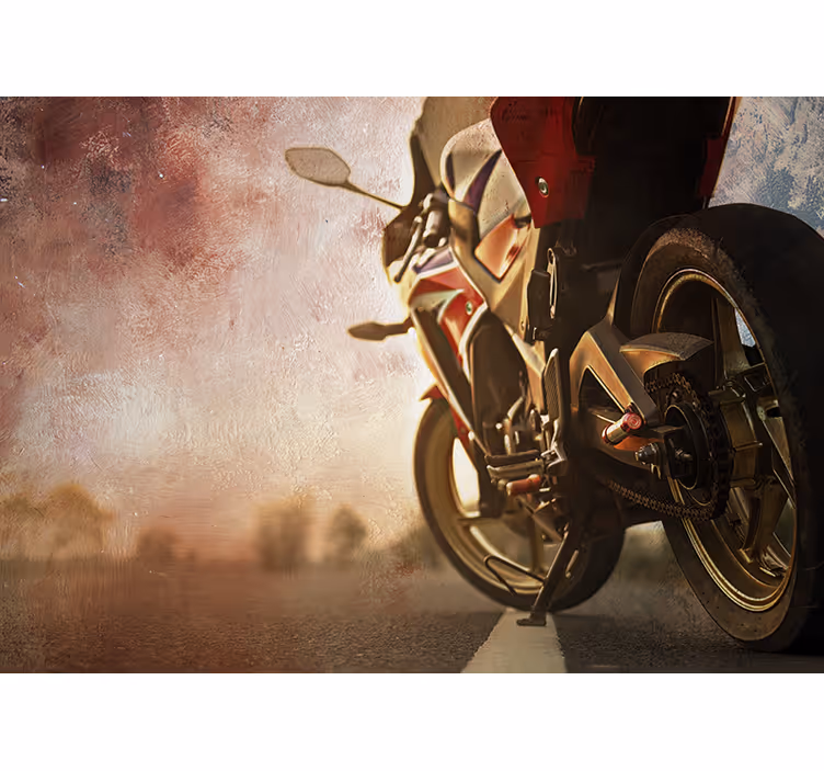 Fototapet vehicule vedere de stradă cu motocicletă - TenStickers