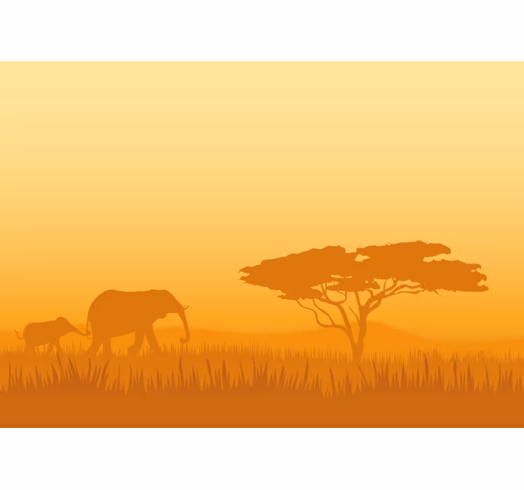 Fototapet animale elefanți în safari - TenStickers