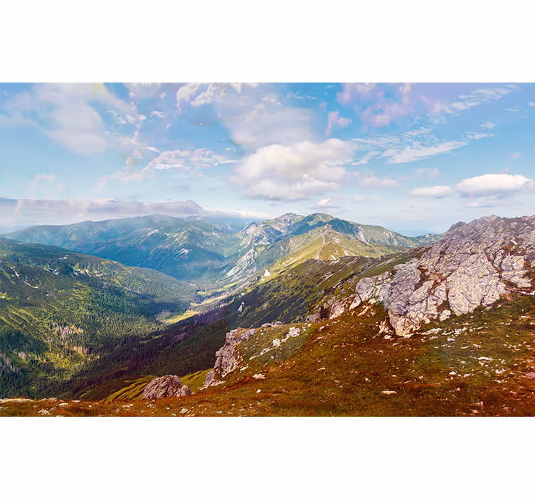 Muntele fototapet vedere panoramică asupra munților - TenStickers