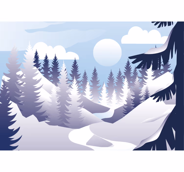 Fototapet peisaje scenă de pădure de iarnă - TenStickers