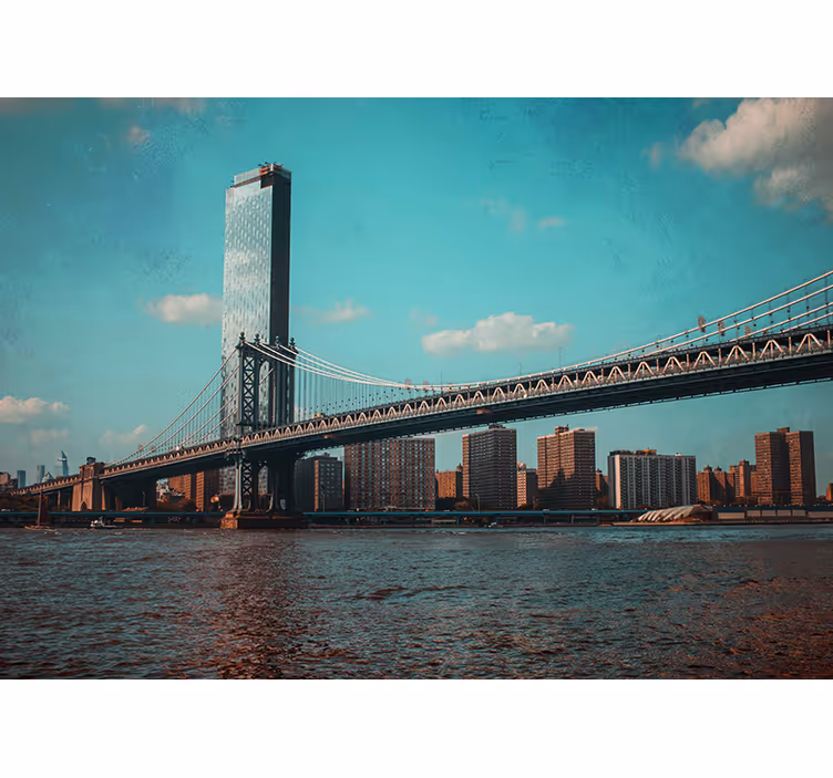 Fototapet New York perspectivă asupra podului brooklyn - TenStickers