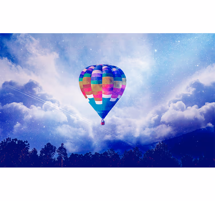 Fototapet cerul balon cu aer cald colorat - TenStickers