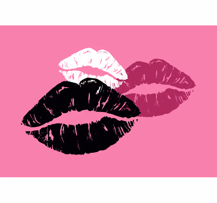 Fundal roz cu tapet buze colorate - TenStickers