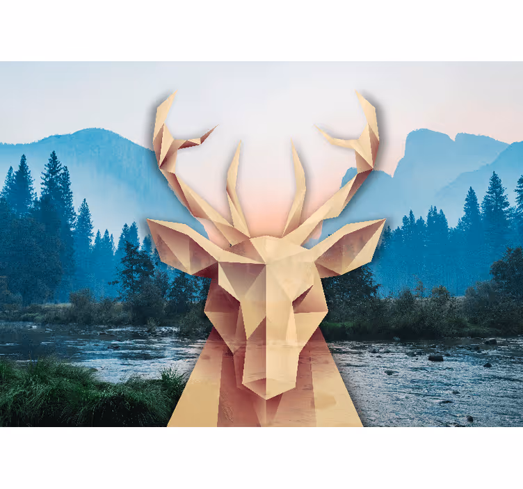 Fototapet animale portret geometric de cerb - TenStickers