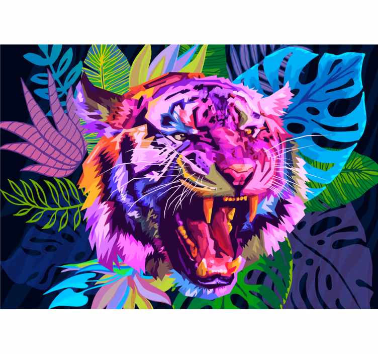 Fototapet animale cap de tigru colorat - TenStickers