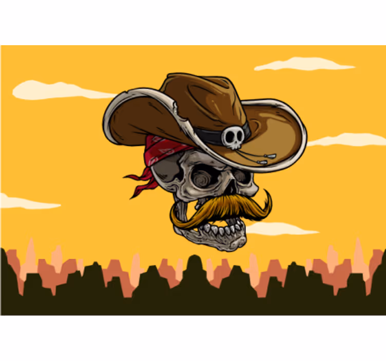 Fototapet artă urbană design de craniu de cowboy - TenStickers