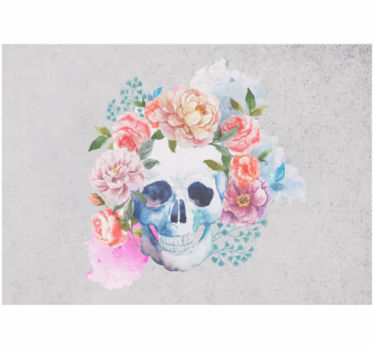Fototapet animale artă florală cu craniu - TenStickers