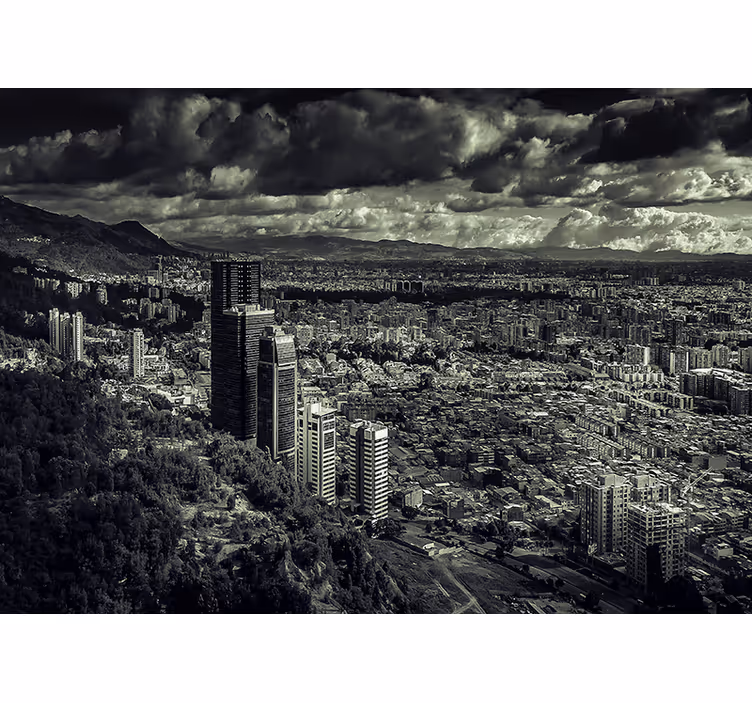 Fototapet de oraș peisaj urban cu vedere la munte - TenStickers