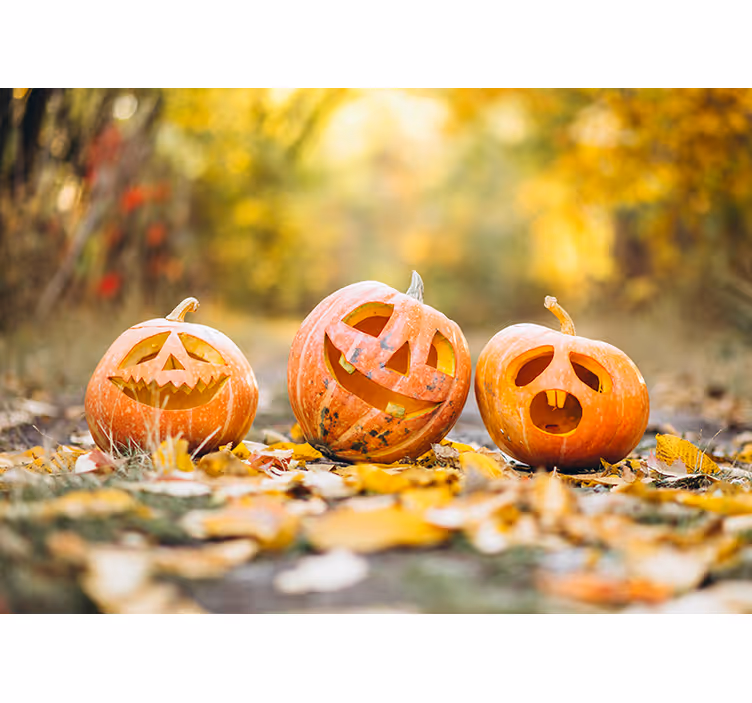 Fototapet Halloween fețe de dovleac sculptate - TenStickers