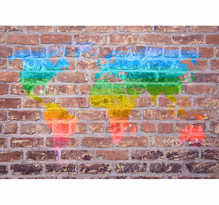 Fototapet harta lumii reprezentare geografică colorată - TenStickers