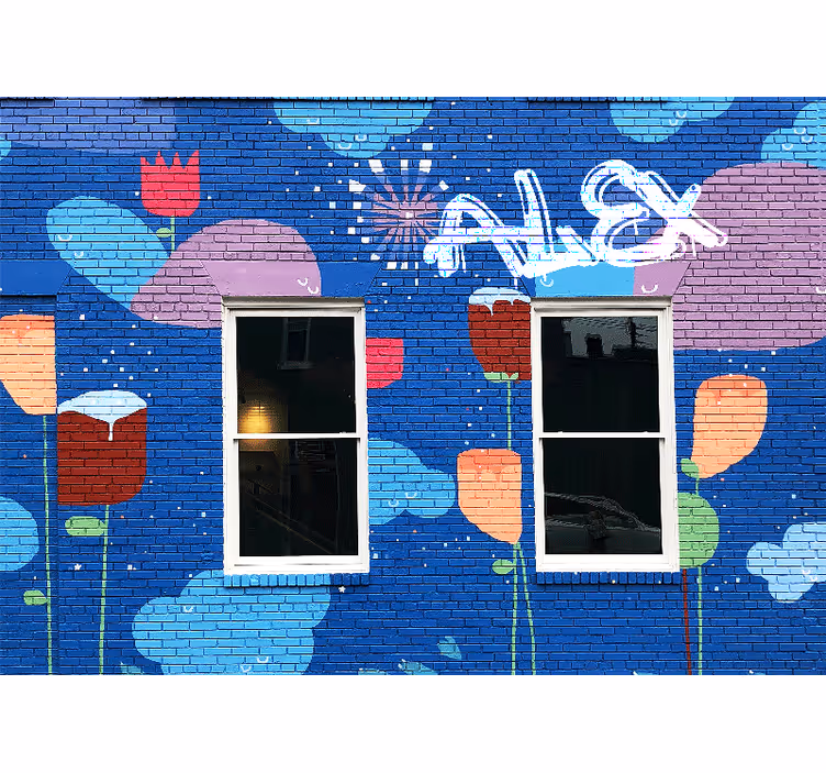Fototapet artă urbană elemente florale colorate - TenStickers