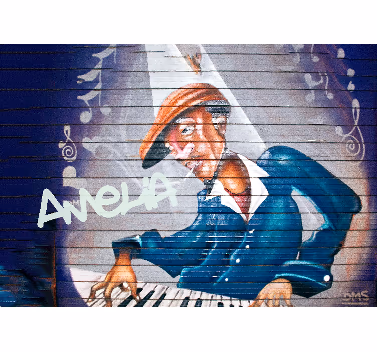 Fototapet artă urbană muzician cu pălărie - TenStickers