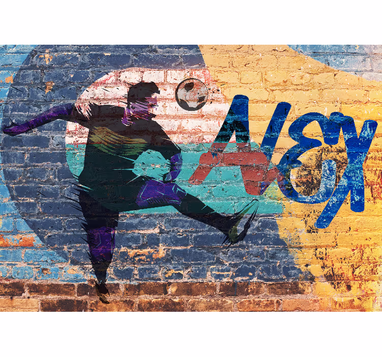 Fototapet artă urbană fotbalist în acțiune - TenStickers