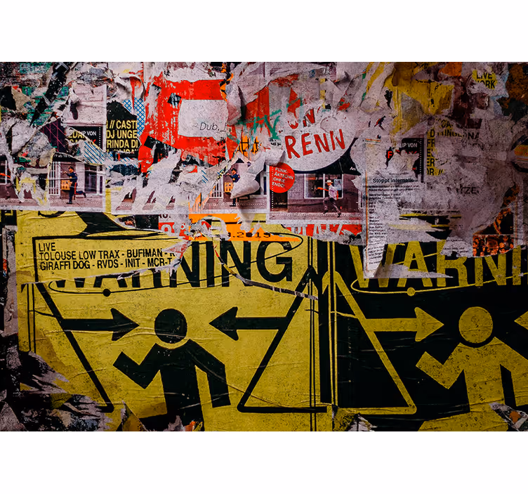 Fototapet artă urbană semne de avertizare urbane - TenStickers