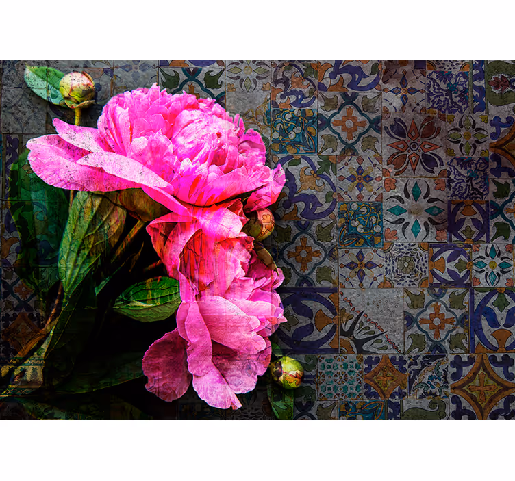 Fototapet maci detaliu floral bujor - TenStickers