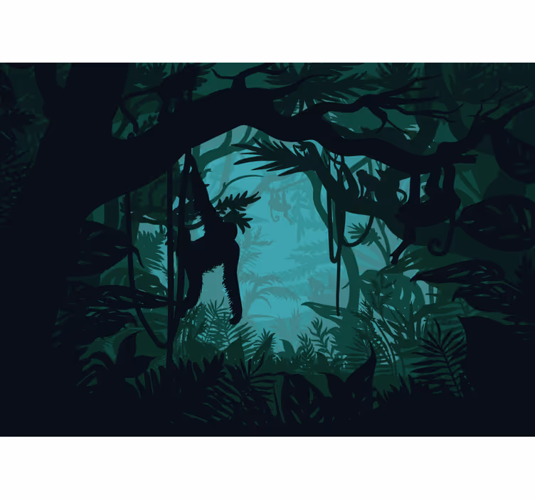 Tapet junglă peisaj vibrant al junglei - TenStickers