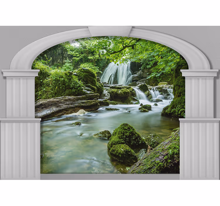 Stâlpi 3d cu murală de perete cascadă - TenStickers