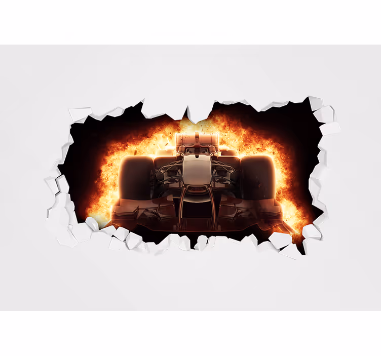 Fototapet vehicule explozie de mașină de curse - TenStickers