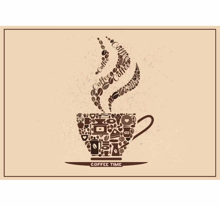 Murală de perete cană de cafea cu icoane - TenStickers