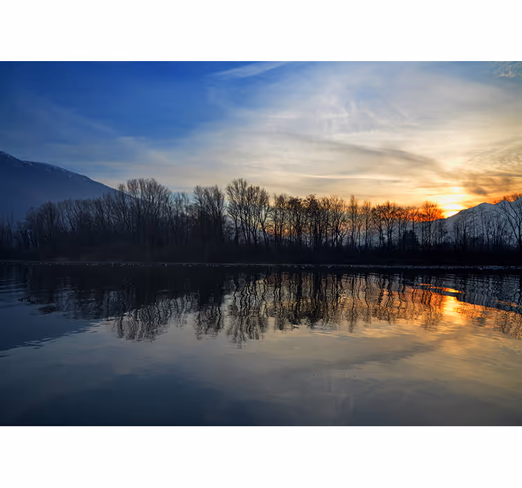 Fototapet peisaje apus de soare liniștit pe lac - TenStickers