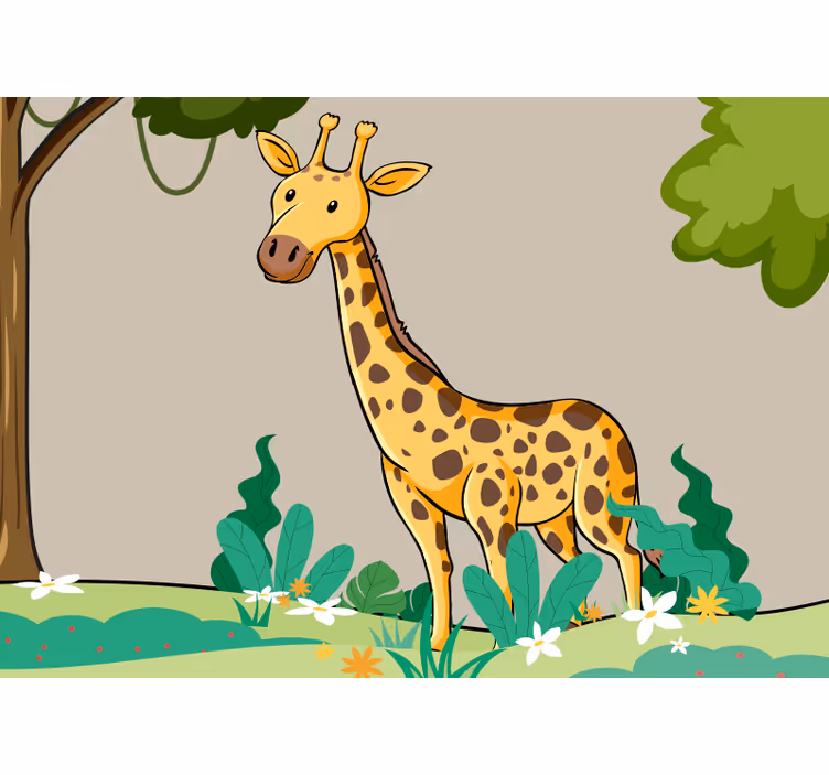Fototapet animale scenă cu girafă jucăușă - TenStickers