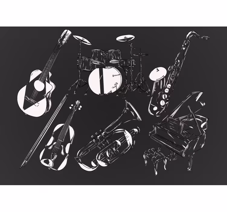 Fototapet muzică colecție instrumente muzicale - TenStickers